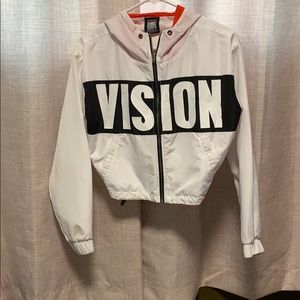 Cropped hooded windbreaker